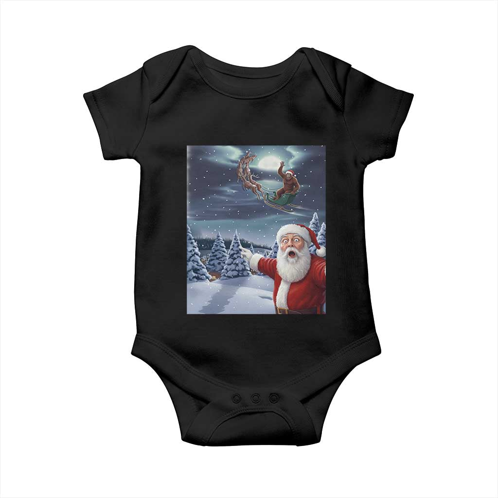 Funny Santa With Bigfoot Selfie Christmas Baby Onesie - Wonder Print Shop