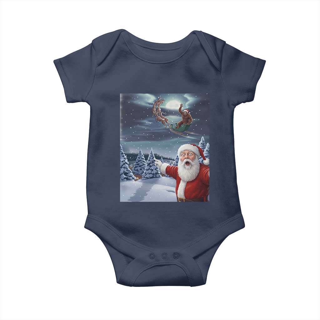 Funny Santa With Bigfoot Selfie Christmas Baby Onesie - Wonder Print Shop