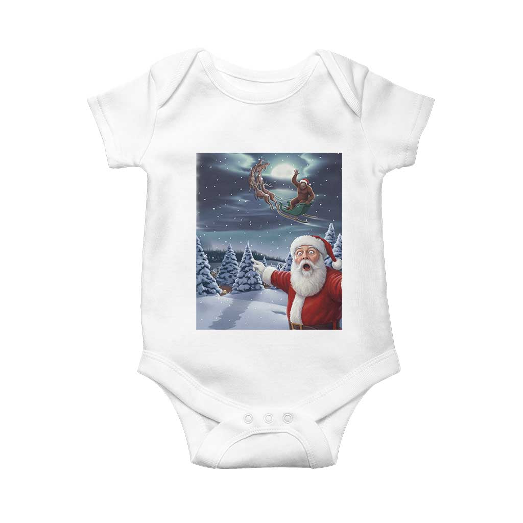 Funny Santa With Bigfoot Selfie Christmas Baby Onesie - Wonder Print Shop