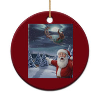 Funny Santa With Bigfoot Selfie Christmas Ceramic Ornament - Wonder Print Shop