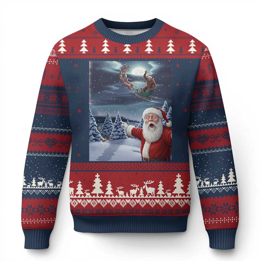 Funny Santa With Bigfoot Selfie Xmas Ugly Christmas Sweater - Wonder Print Shop