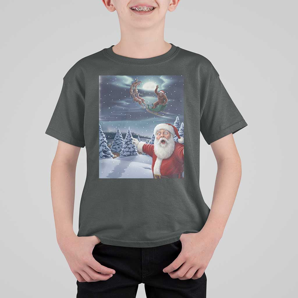 Funny Santa With Bigfoot Selfie Christmas T Shirt For Kid - Wonder Print Shop