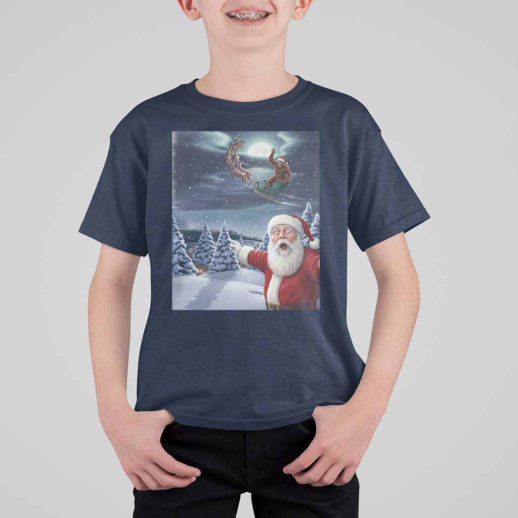 Funny Santa With Bigfoot Selfie Christmas T Shirt For Kid - Wonder Print Shop