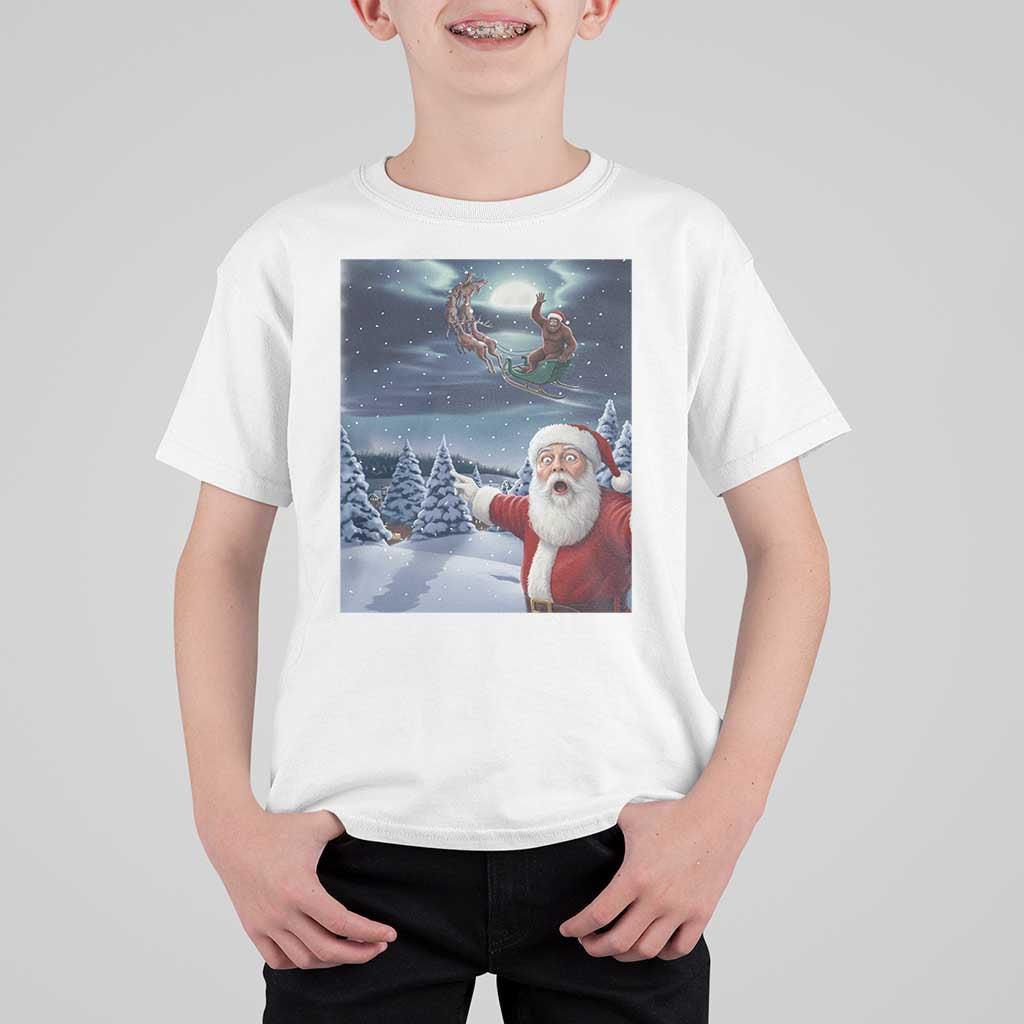 Funny Santa With Bigfoot Selfie Christmas T Shirt For Kid - Wonder Print Shop