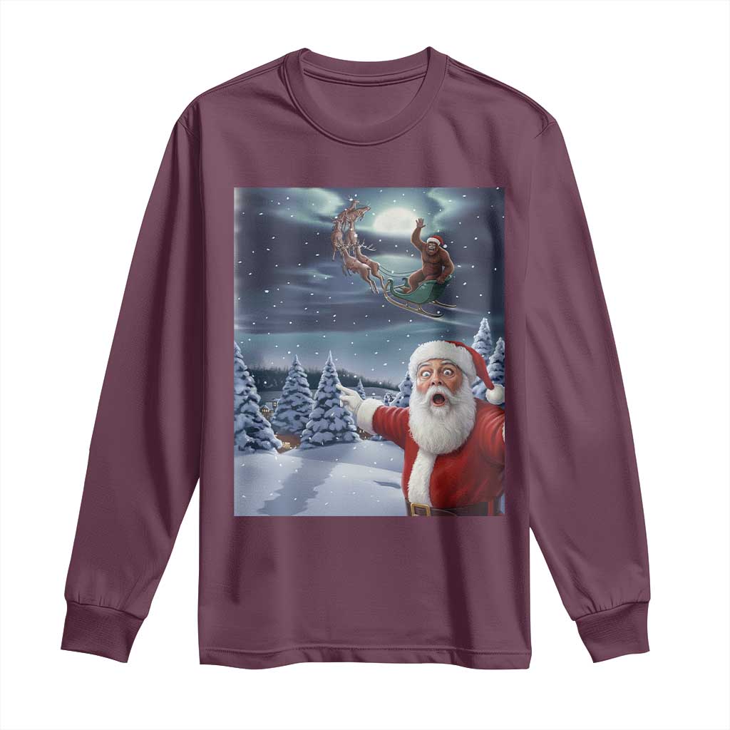 Funny Santa With Bigfoot Selfie Christmas Long Sleeve Shirt - Wonder Print Shop