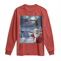 Funny Santa With Bigfoot Selfie Christmas Long Sleeve Shirt - Wonder Print Shop