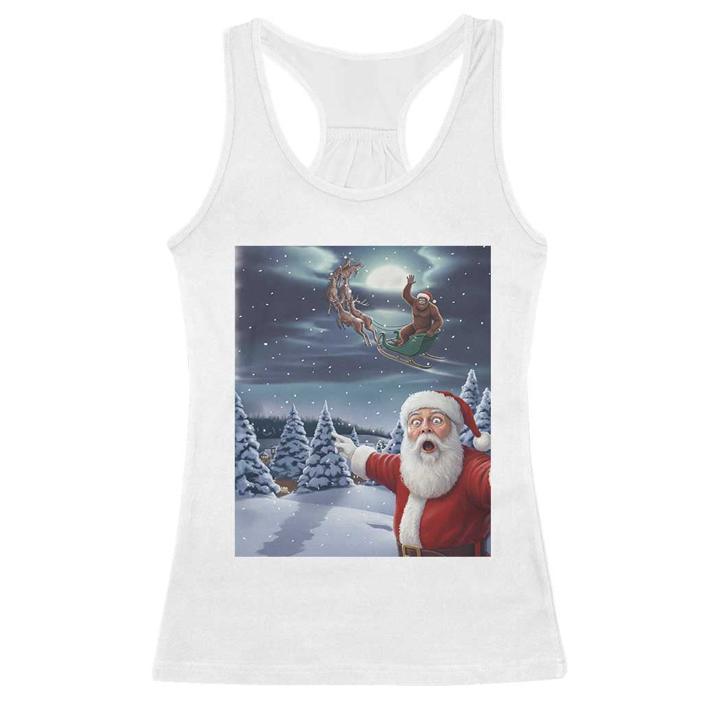 Funny Santa With Bigfoot Selfie Christmas Racerback Tank Top - Wonder Print Shop