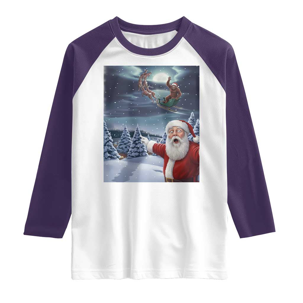 Funny Santa With Bigfoot Selfie Christmas Raglan Shirt - Wonder Print Shop