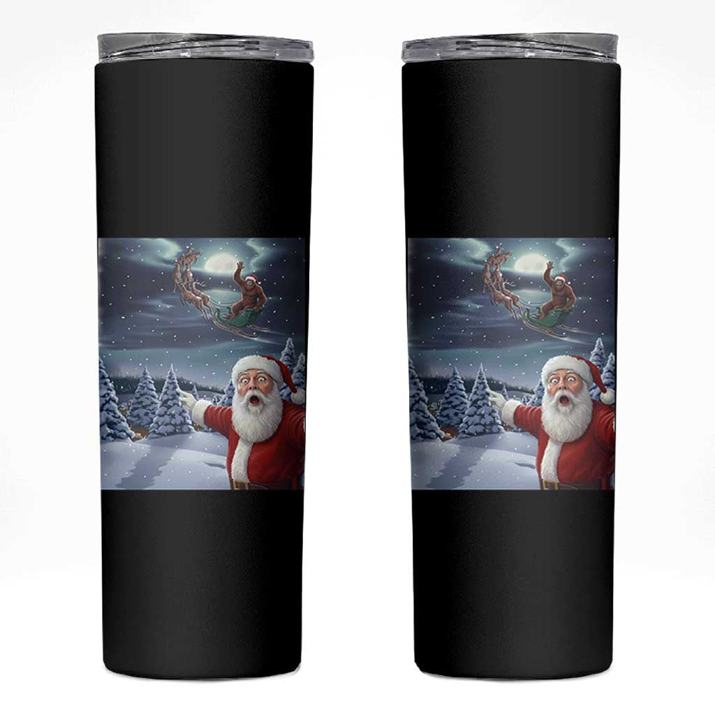 Funny Santa With Bigfoot Selfie Christmas Skinny Tumbler - Wonder Print Shop