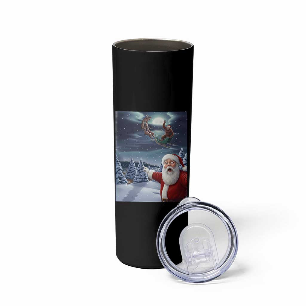 Funny Santa With Bigfoot Selfie Christmas Skinny Tumbler - Wonder Print Shop