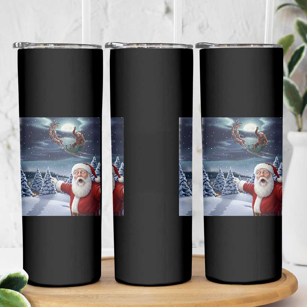 Funny Santa With Bigfoot Selfie Christmas Skinny Tumbler - Wonder Print Shop