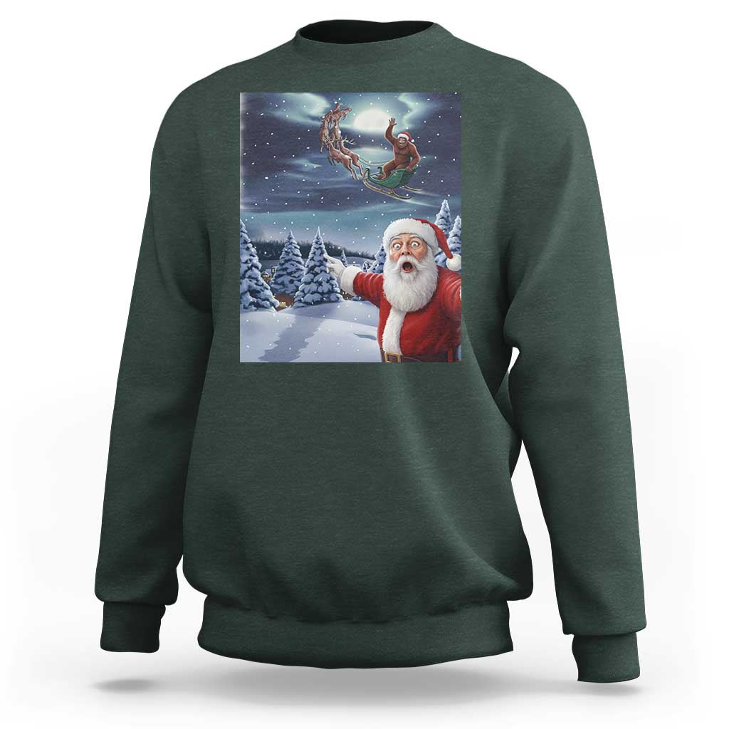 Funny Santa With Bigfoot Selfie Christmas Sweatshirt - Wonder Print Shop