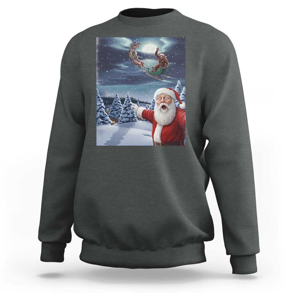 Funny Santa With Bigfoot Selfie Christmas Sweatshirt - Wonder Print Shop