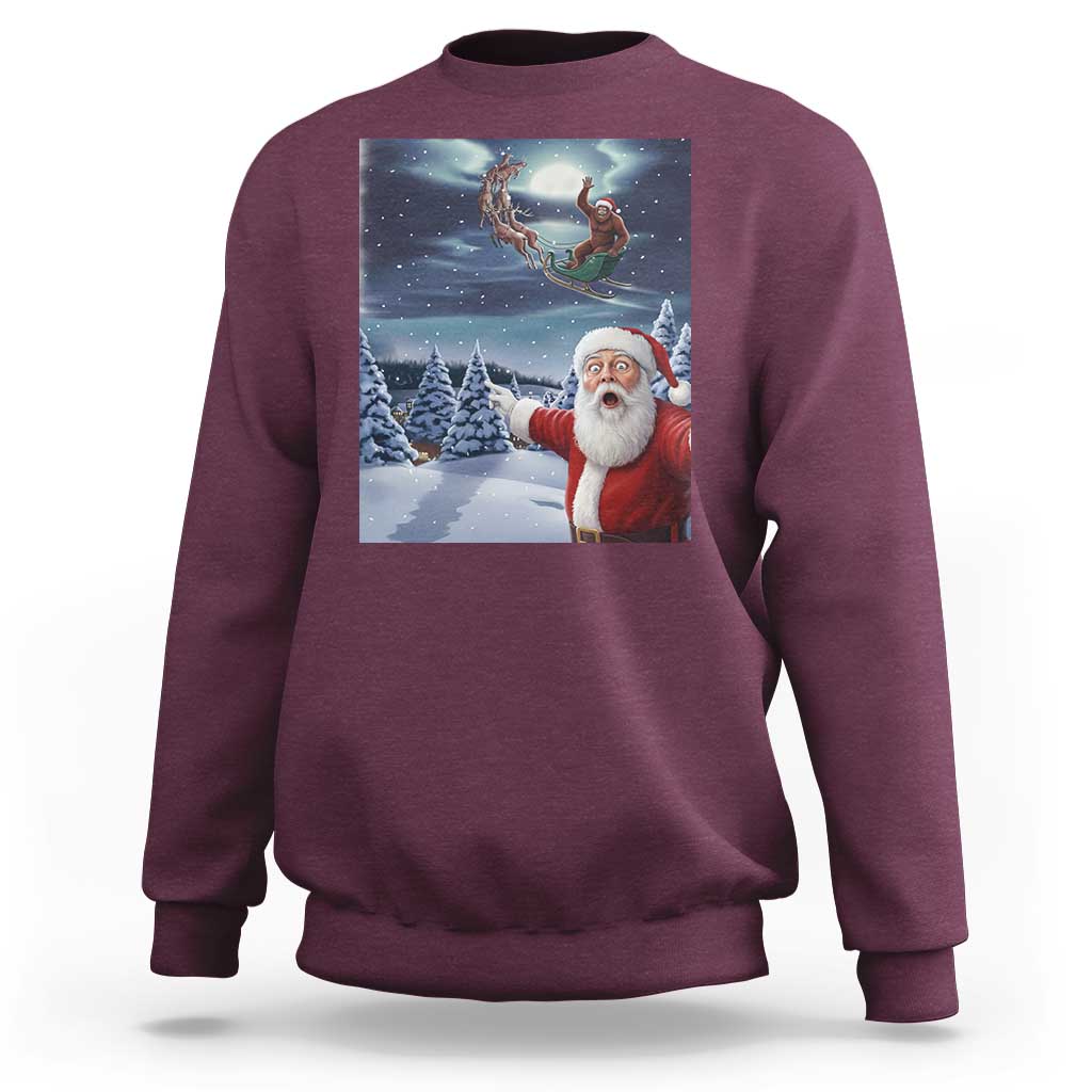 Funny Santa With Bigfoot Selfie Christmas Sweatshirt - Wonder Print Shop