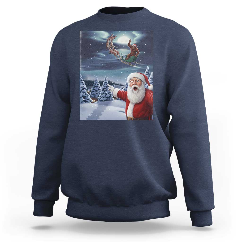 Funny Santa With Bigfoot Selfie Christmas Sweatshirt - Wonder Print Shop