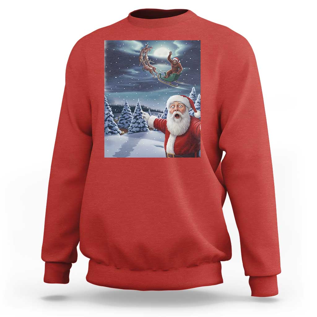 Funny Santa With Bigfoot Selfie Christmas Sweatshirt - Wonder Print Shop