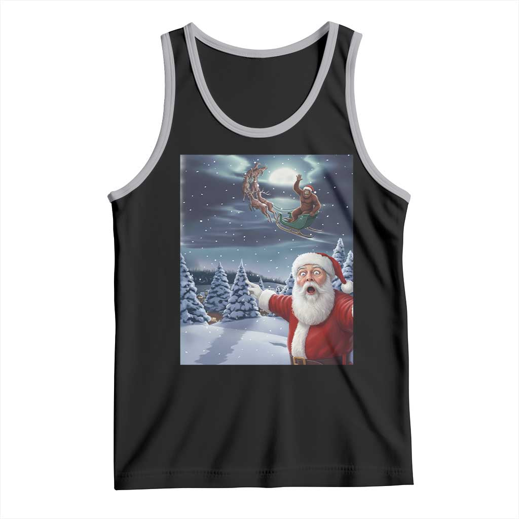Funny Santa With Bigfoot Selfie Christmas Tank Top - Wonder Print Shop