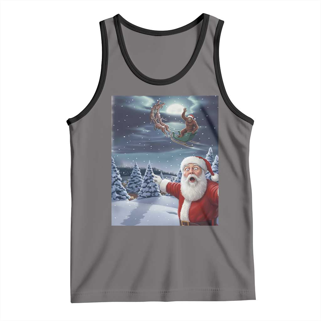 Funny Santa With Bigfoot Selfie Christmas Tank Top - Wonder Print Shop