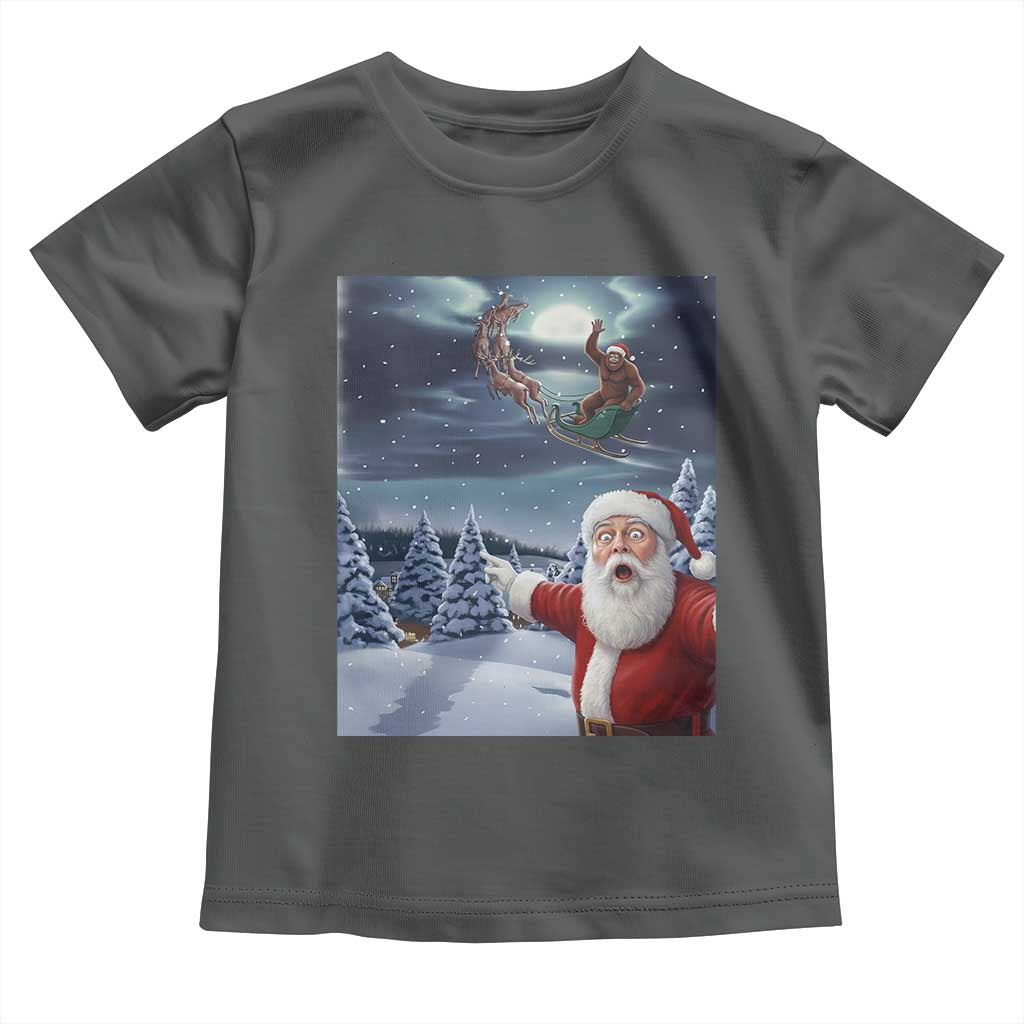 Funny Santa With Bigfoot Selfie Christmas Toddler T Shirt - Wonder Print Shop