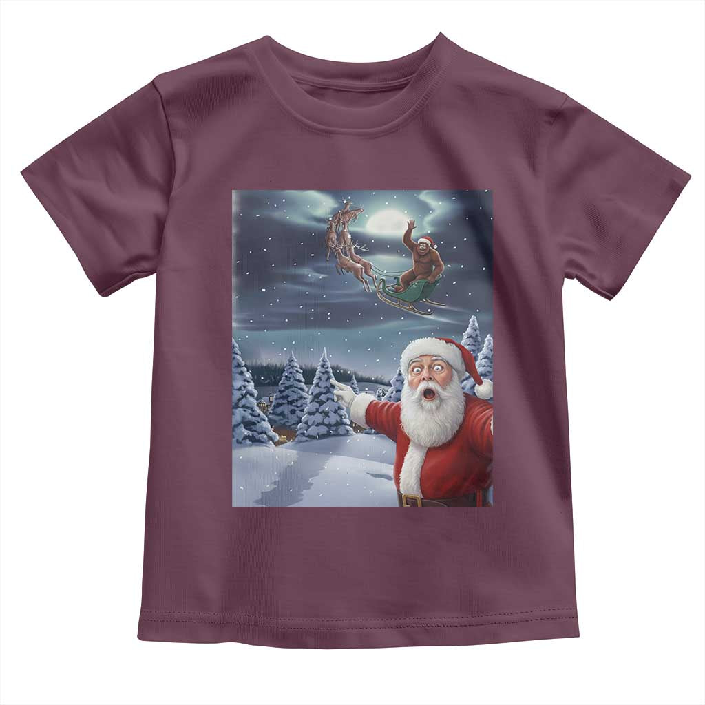 Funny Santa With Bigfoot Selfie Christmas Toddler T Shirt - Wonder Print Shop
