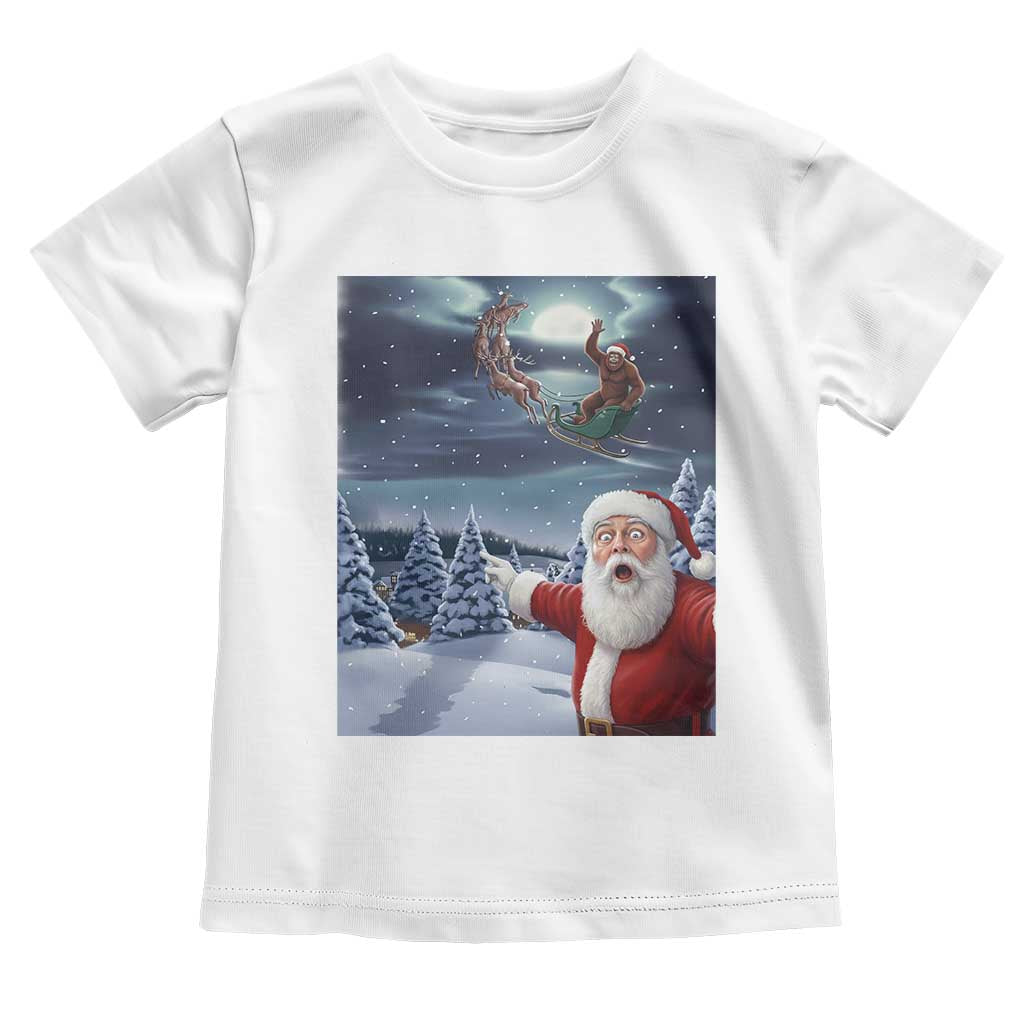 Funny Santa With Bigfoot Selfie Christmas Toddler T Shirt - Wonder Print Shop