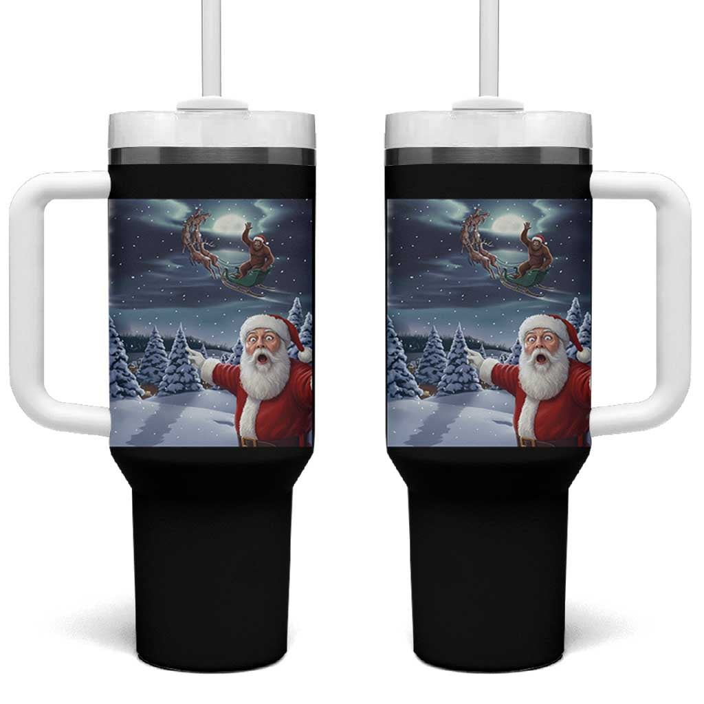 Funny Santa With Bigfoot Selfie Christmas Tumbler With Handle - Wonder Print Shop