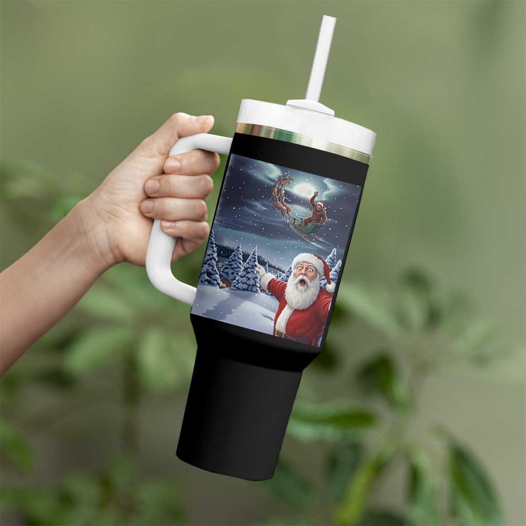 Funny Santa With Bigfoot Selfie Christmas Tumbler With Handle - Wonder Print Shop