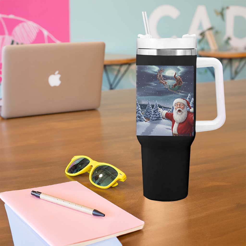 Funny Santa With Bigfoot Selfie Christmas Tumbler With Handle - Wonder Print Shop