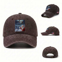 Funny Santa With Bigfoot Selfie Christmas Washed Cotton Baseball Cap