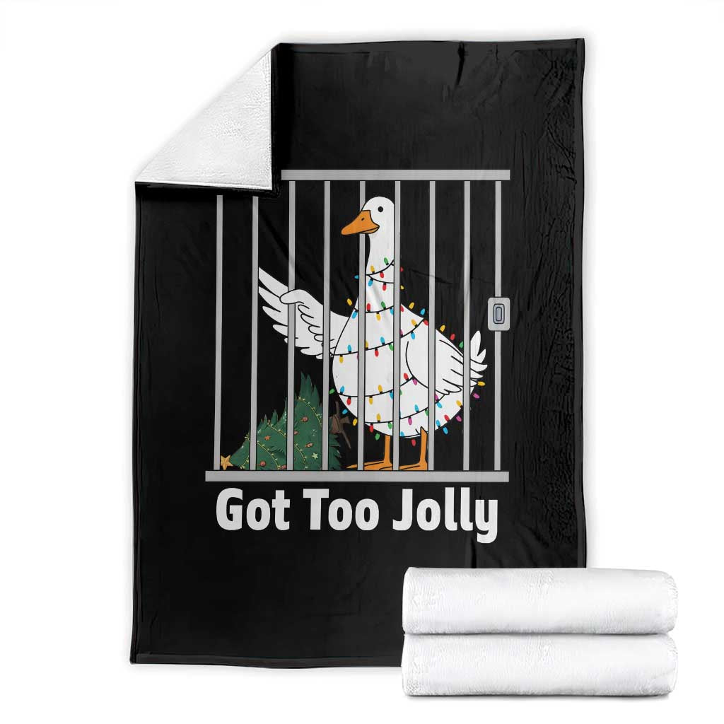 Funny Goose Christmas Throw Blanket Got Too Jolly - Wonder Print Shop