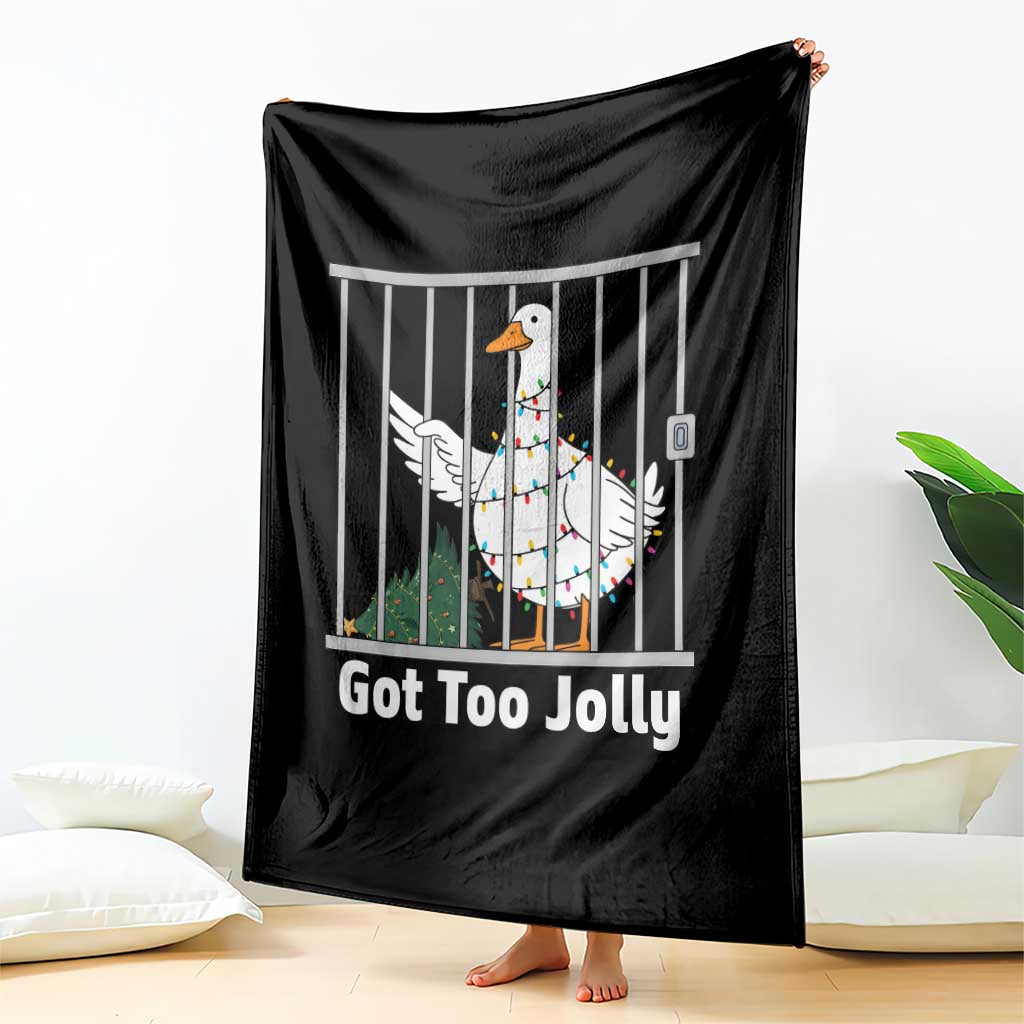 Funny Goose Christmas Throw Blanket Got Too Jolly - Wonder Print Shop