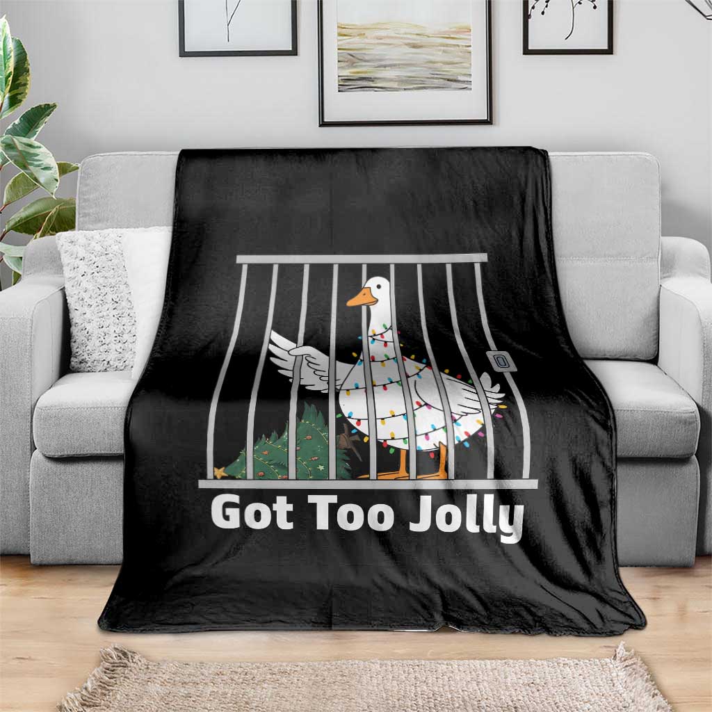 Funny Goose Christmas Throw Blanket Got Too Jolly - Wonder Print Shop