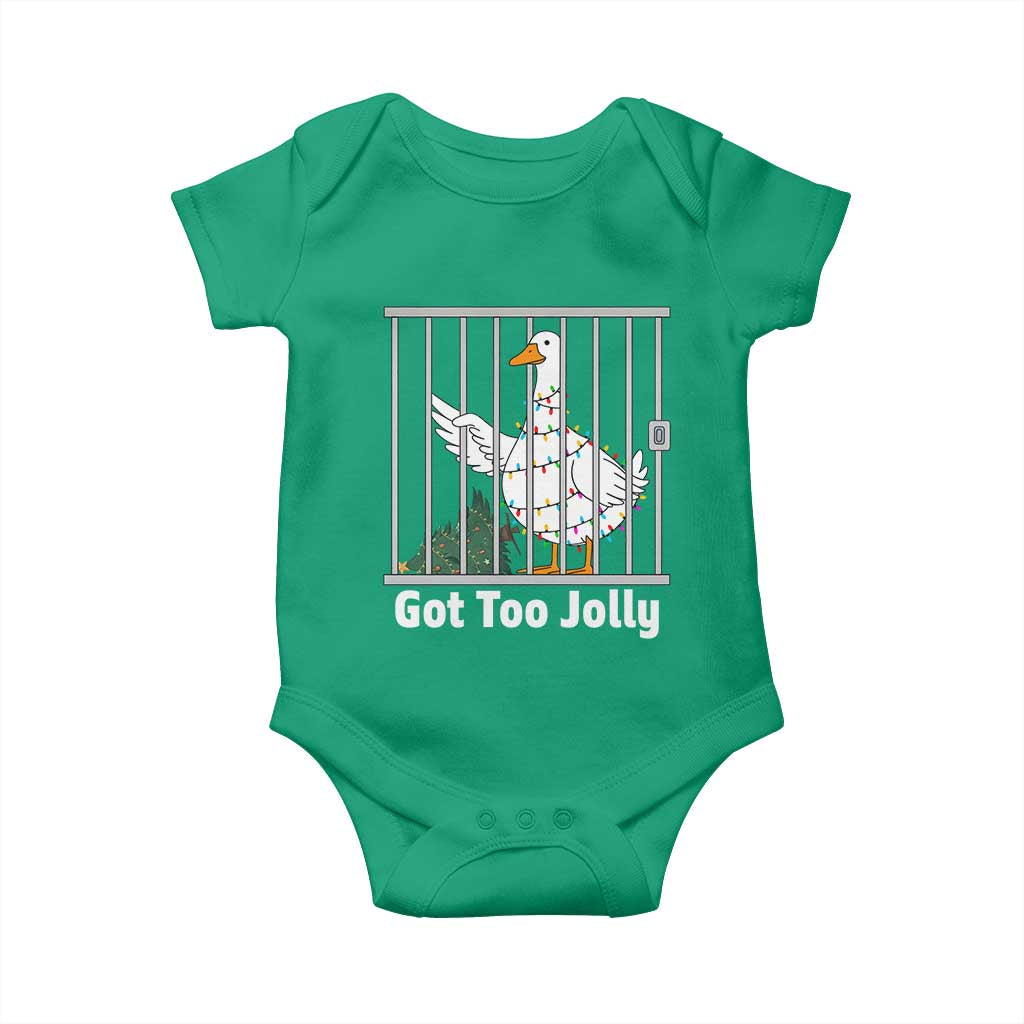 Funny Goose Christmas Baby Onesie Got Too Jolly - Wonder Print Shop