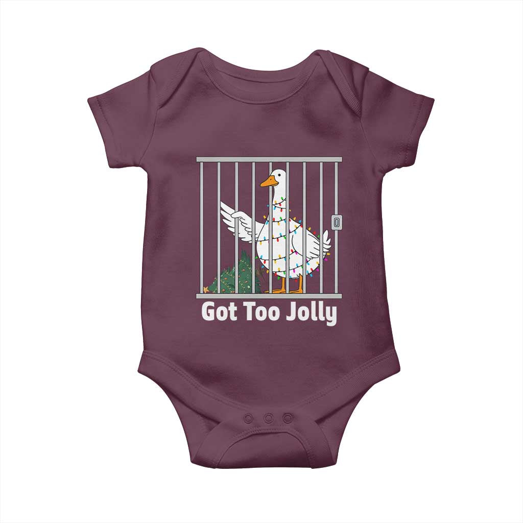 Funny Goose Christmas Baby Onesie Got Too Jolly - Wonder Print Shop