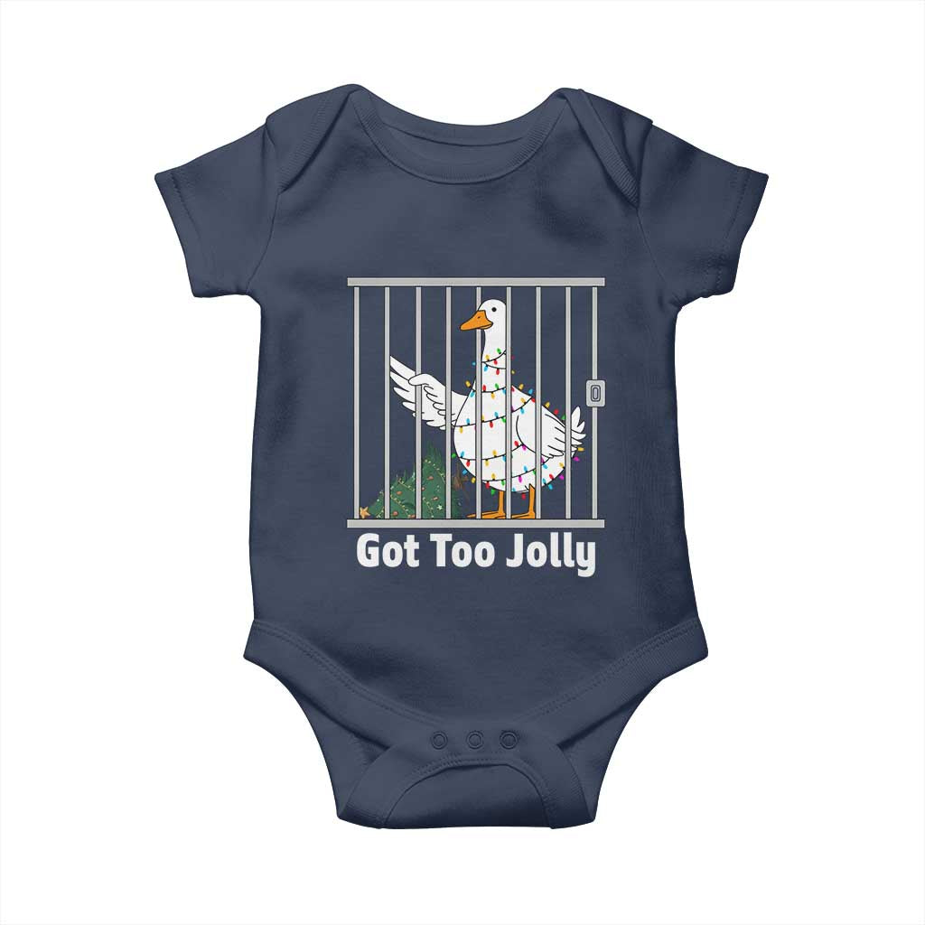 Funny Goose Christmas Baby Onesie Got Too Jolly - Wonder Print Shop