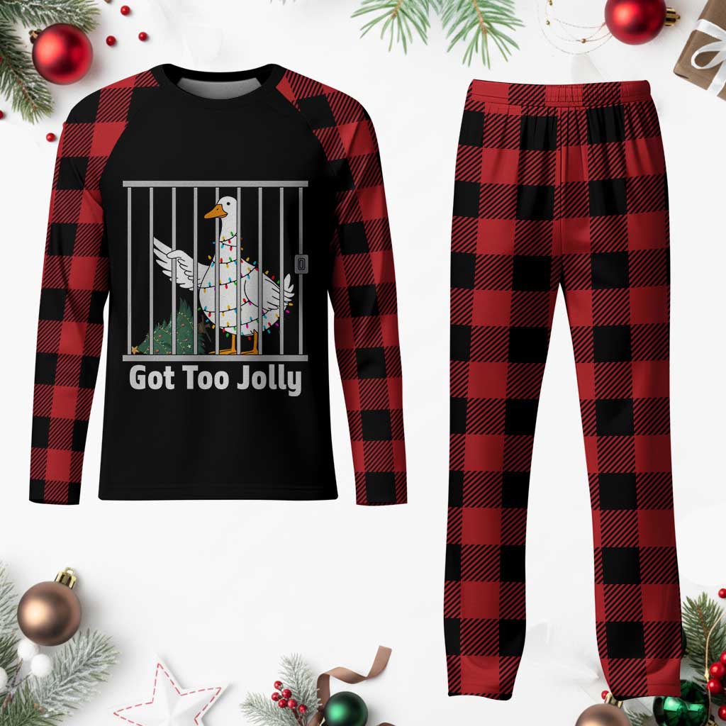 Funny Goose Christmas Plaid Pajama Set Got Too Jolly - Wonder Print Shop