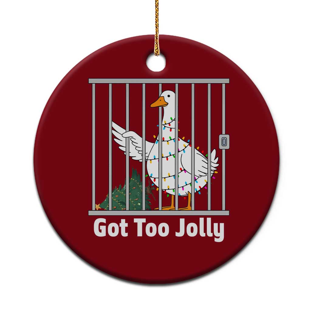 Funny Goose Christmas Ceramic Ornament Got Too Jolly - Wonder Print Shop