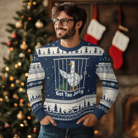 Funny Goose Xmas Ugly Christmas Sweater Got Too Jolly - Wonder Print Shop