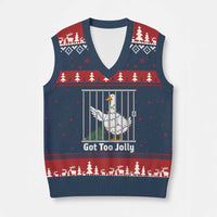 Funny Goose Xmas V-Neck Knit Sweater Vest Got Too Jolly - Wonder Print Shop