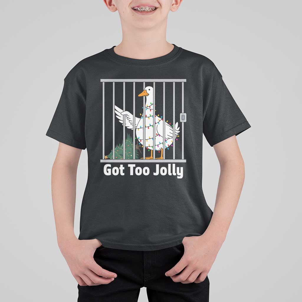 Funny Goose Christmas T Shirt For Kid Got Too Jolly - Wonder Print Shop