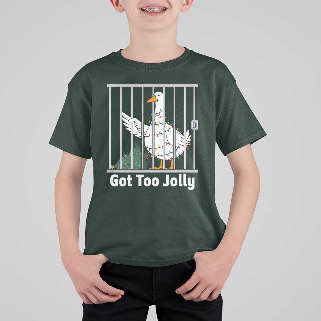 Funny Goose Christmas T Shirt For Kid Got Too Jolly - Wonder Print Shop