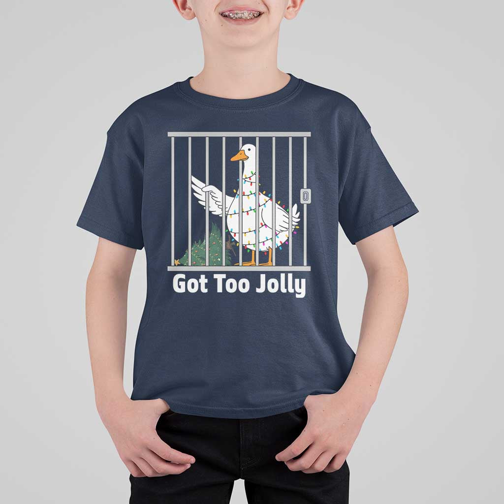 Funny Goose Christmas T Shirt For Kid Got Too Jolly - Wonder Print Shop