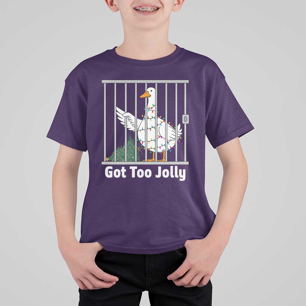 Funny Goose Christmas T Shirt For Kid Got Too Jolly - Wonder Print Shop