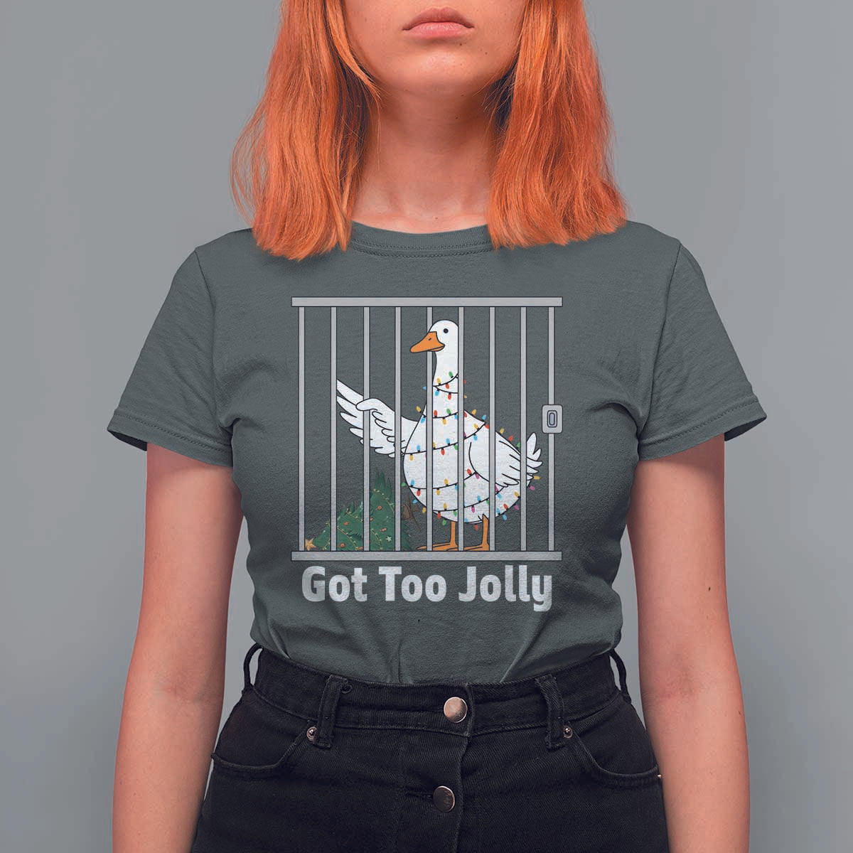 Funny Goose Christmas T Shirt For Women Got Too Jolly - Wonder Print Shop