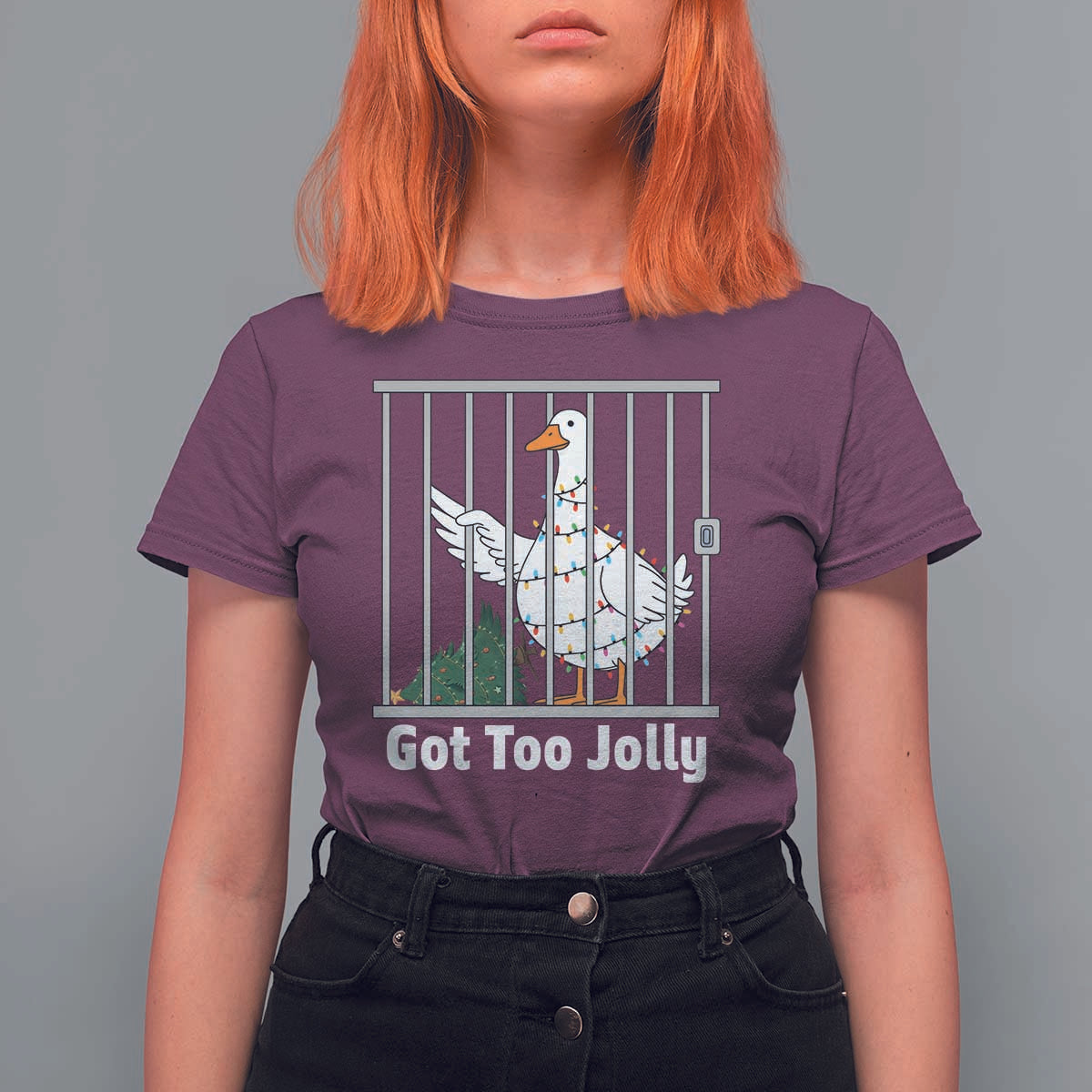 Funny Goose Christmas T Shirt For Women Got Too Jolly - Wonder Print Shop