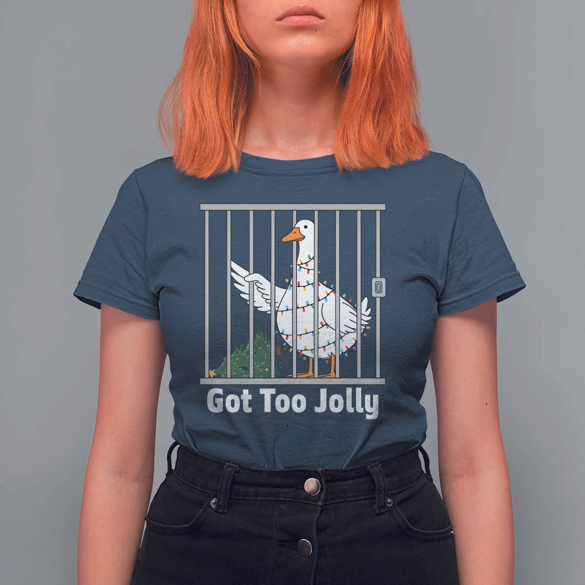 Funny Goose Christmas T Shirt For Women Got Too Jolly - Wonder Print Shop