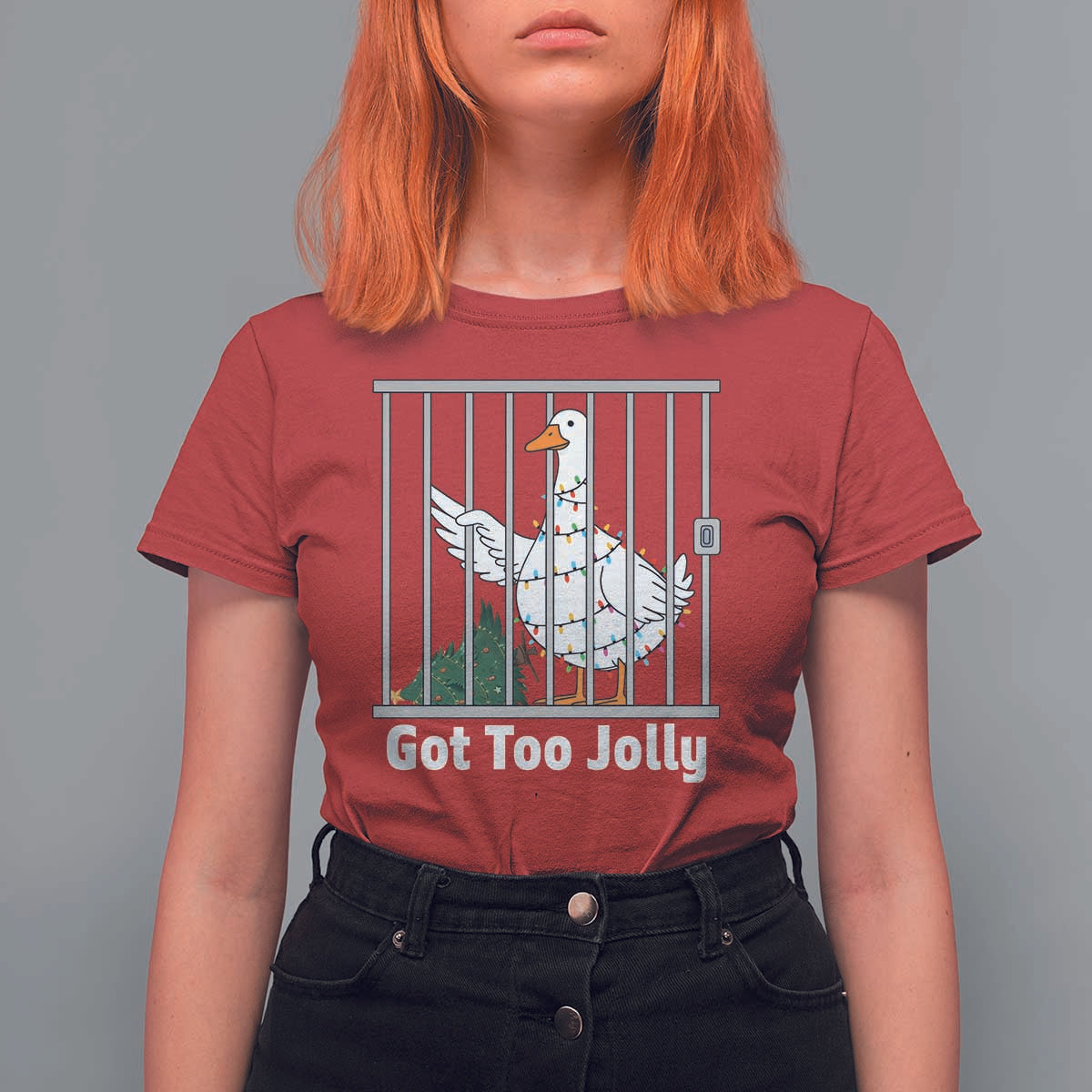 Funny Goose Christmas T Shirt For Women Got Too Jolly - Wonder Print Shop
