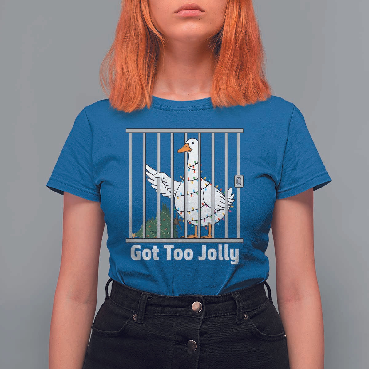 Funny Goose Christmas T Shirt For Women Got Too Jolly - Wonder Print Shop