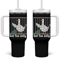 Funny Goose Christmas Tumbler With Handle Got Too Jolly - Wonder Print Shop