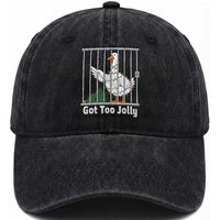 Funny Goose Christmas Washed Cotton Baseball Cap Got Too Jolly